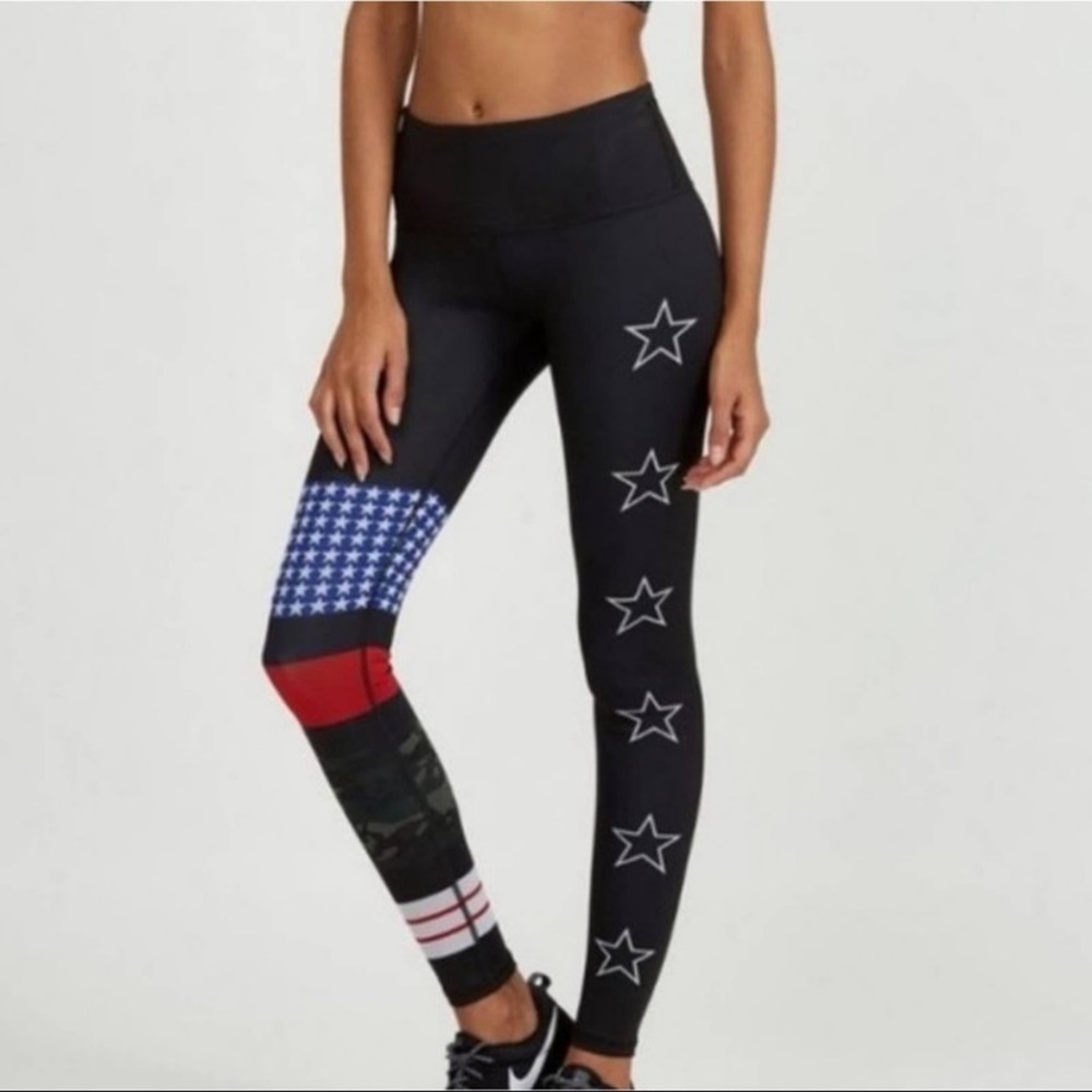 Noli Yoga Patriotic Rebel High Waisted Full Length Leggings